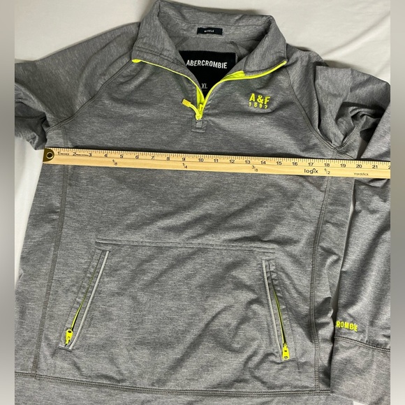Abercrombie & Fitch Heather Gray Jacket with Neon Yellow Details - Picture 7 of 13